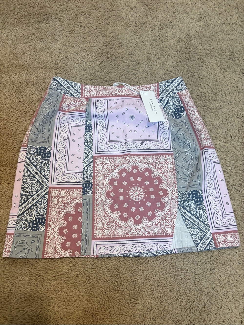 Patchwork Bandana Print Mini Skirt - Pink Multi